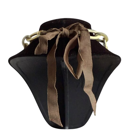 J Crew Oval Link Acrylic Chain Necklace With Ribbon Tie Closure Adjustable - Picture 2 of 13